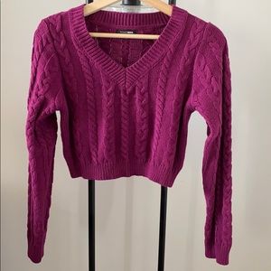 Purple crop top sweater & matching skirt